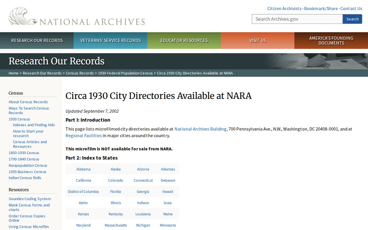 Port St. Lucie city directory years in the NARA inventory