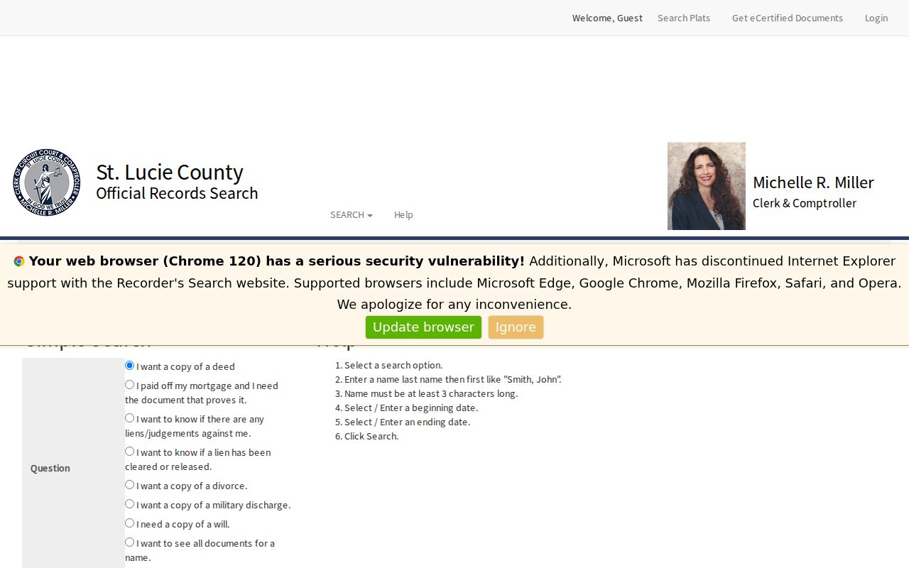 Port St. Lucie residents directory official records search