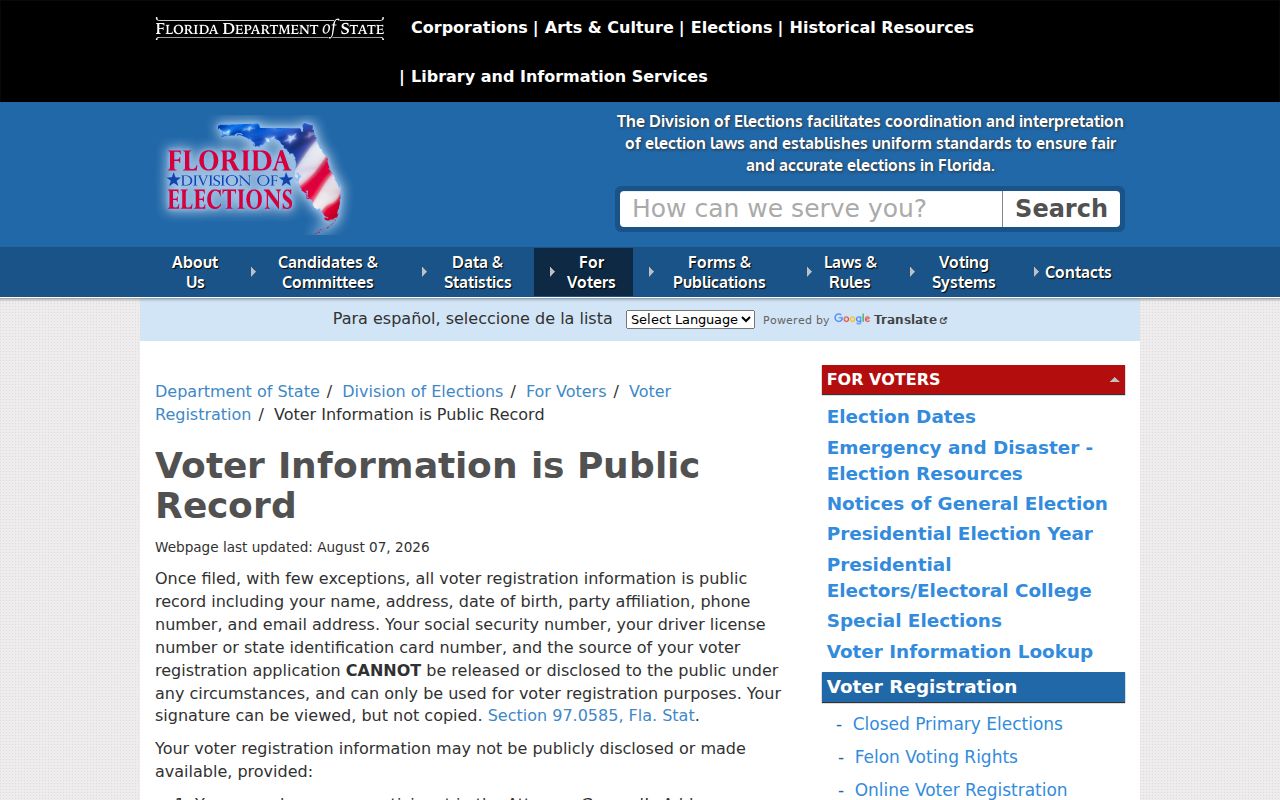 Florida voter information rules used for a lawful Port St. Lucie neighbor search